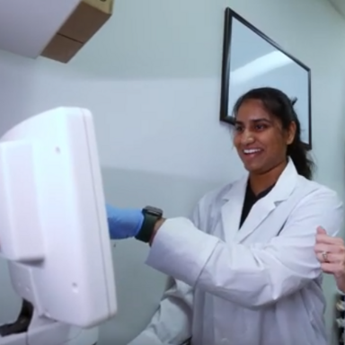 Student working in research lab